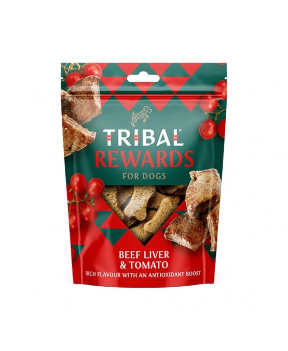 Suņu našķi ar liellopu gaļu un tomātiem "Liellopu gaļa un tomāti" TRIBAL, 125g