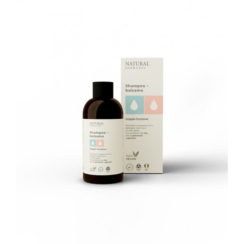 Natural Derma Pet šampūns un kondicionieris 2in1 - šampūns un kondicionieris, 200ml - visiem kažoka tipiem