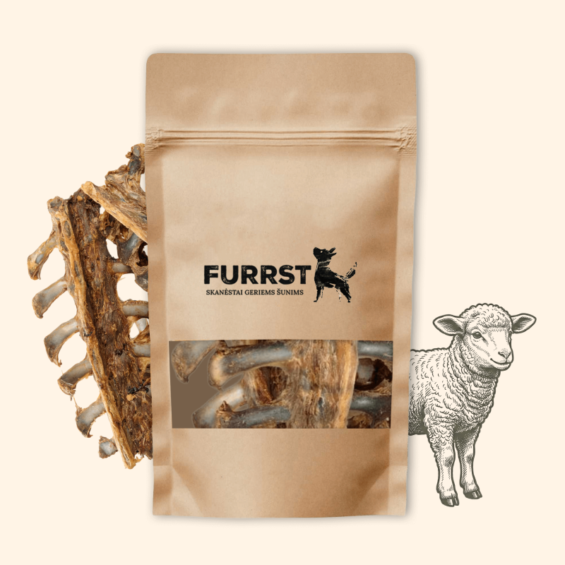 FURRST jēra kakla kauli suņiem – dabīga, hipoalerģiska košļājamā barība, 100g