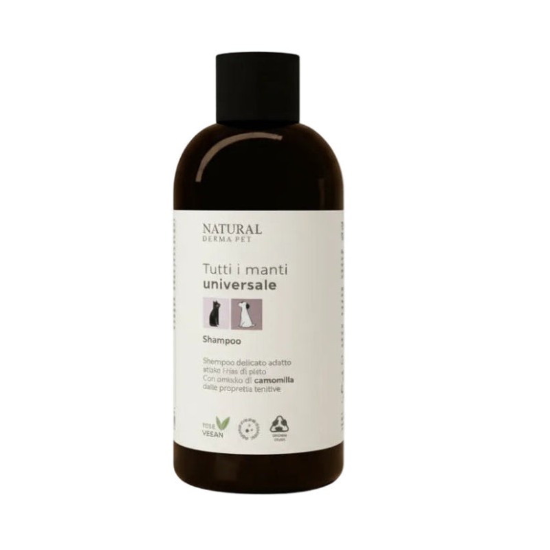 Natural Derma Pet maigs un nomierinošs šampūns - šampūns ar kumelītēm visiem kažoka tipiem, 200ml