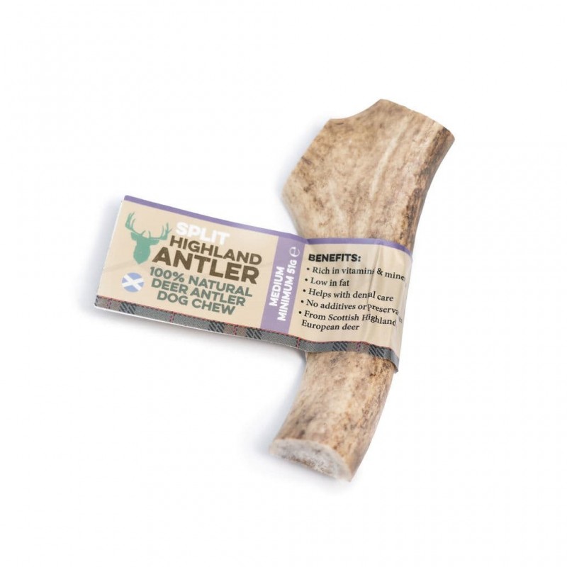 Dabīgs briežu rags, sagriezts pēc izmēra, suņu košļājamā rota, M izmērs (51-80 g.) Dabīgs briežu rags, sagriezts pēc izmēra, suņu košļājamā rota, M izmērs (51-80 g.)