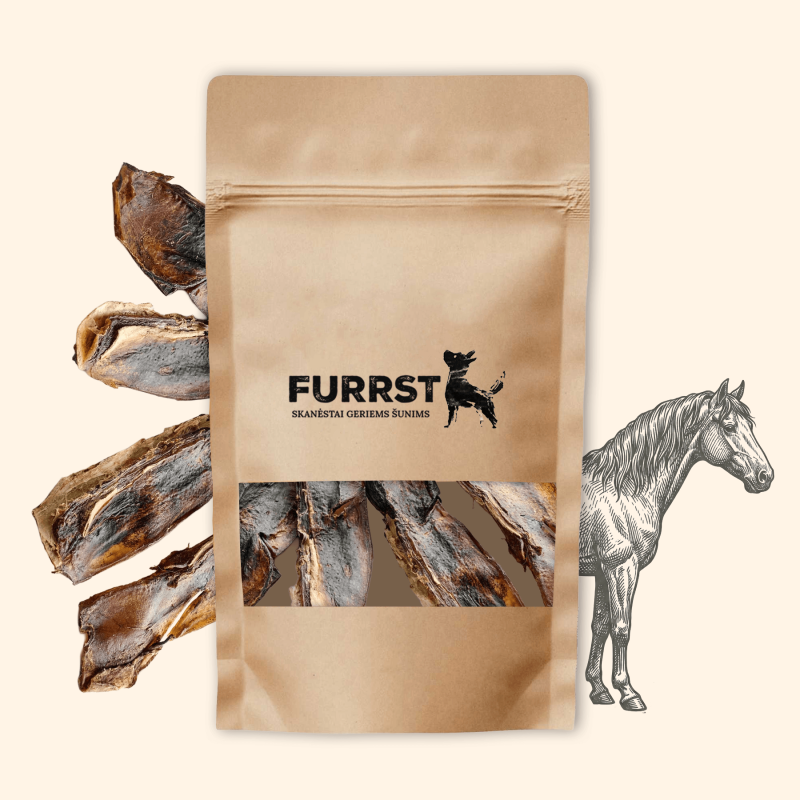 FURRST kaltētas zirga gaļas deguna kauli suņiem – cieta, hipoalerģiska košļājamā manta, 100g