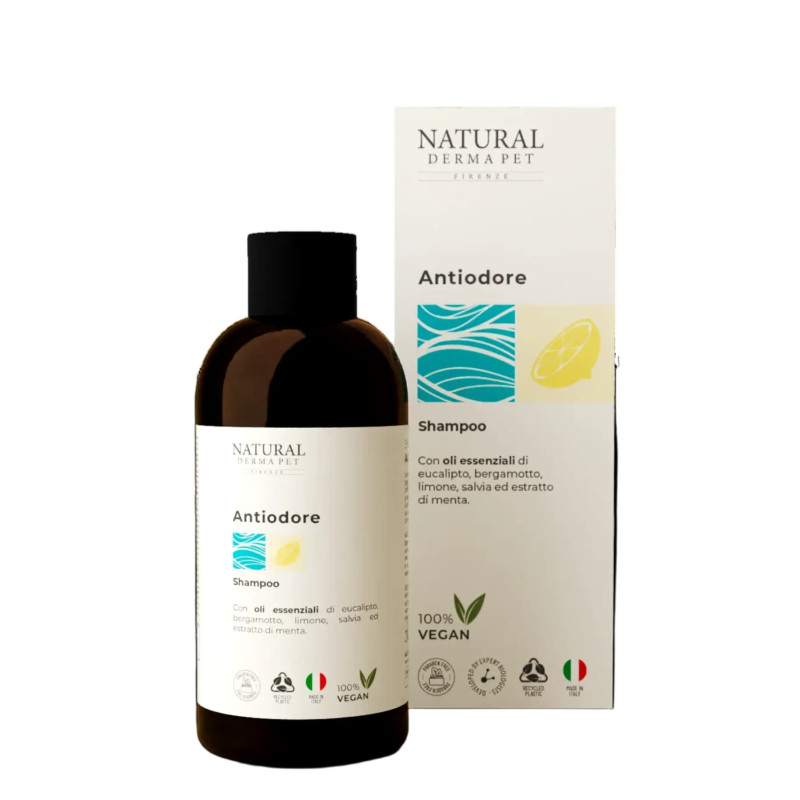 Šampūns suņu nepatīkamo aromātu novēršanai - ar citronu, eikaliptu un bergamoti