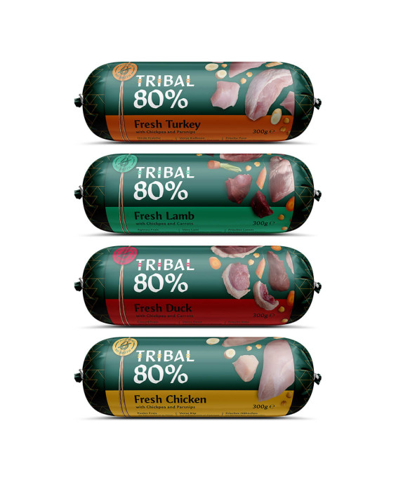 TRIBAL 80% garšas mitrās barības komplekts suņiem