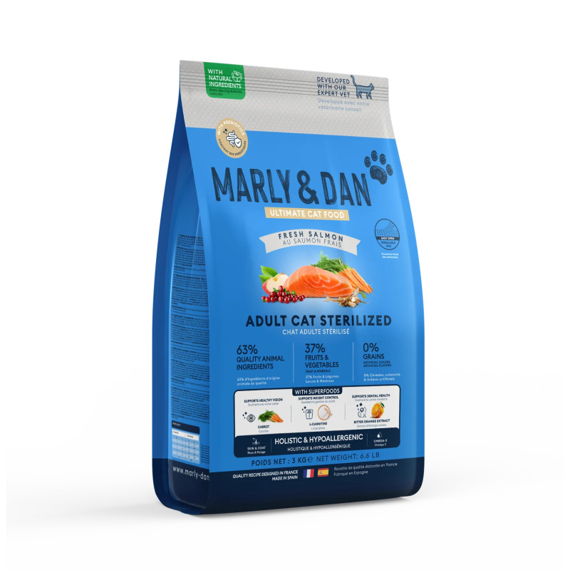 Marly & Dan sausā barība sterilizētiem kaķiem ar lasi