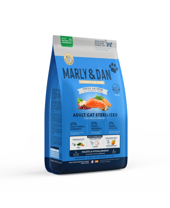 Marly & Dan sausā barība sterilizētiem kaķiem ar lasi