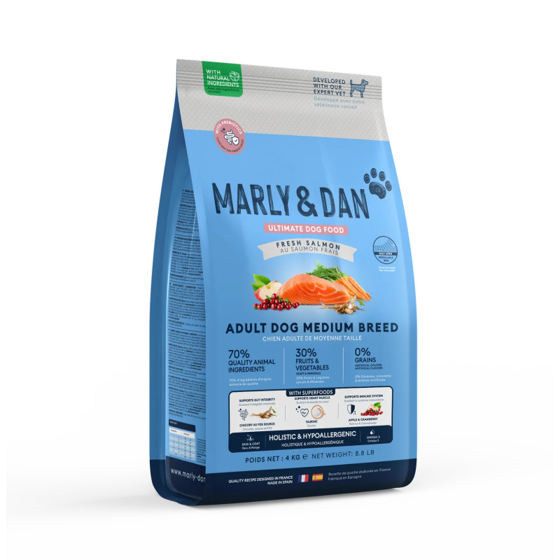 Sausā barība mazo šķirņu pieaugušiem suņiem ar lasi - Marly & Dan
