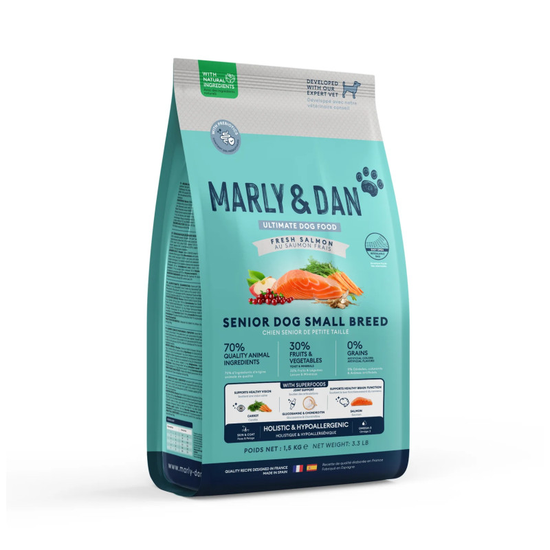 Marly & Dan sausā barība mazo šķirņu senioriem suņiem ar lasi