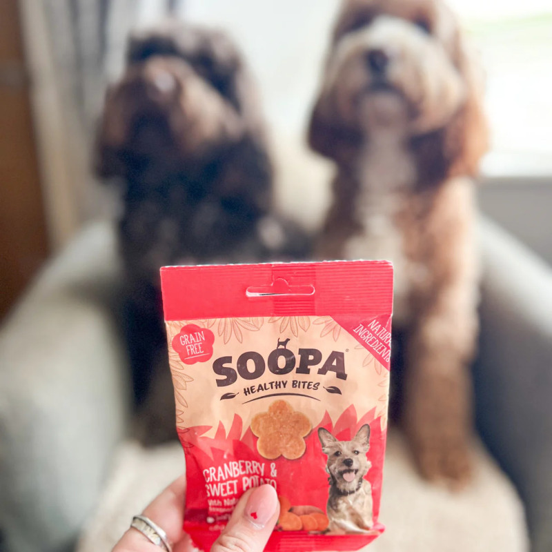 SOOPA dzērveņu un saldo kartupeļu kārumi suņiem 50g