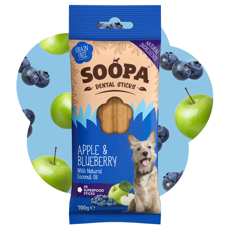 SOOPA Ābolu un melleņu zobu nūjiņas suņiem, 100 g