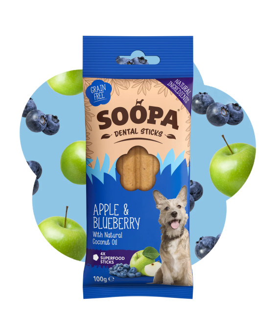 SOOPA Ābolu un melleņu zobu nūjiņas suņiem, 100 g