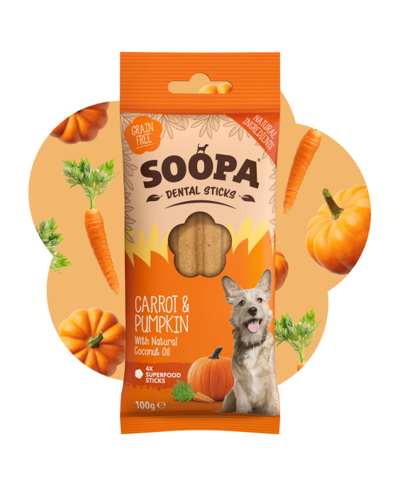 Burkānu un ķirbju sēklu nūjiņas suņiem, SOOPA