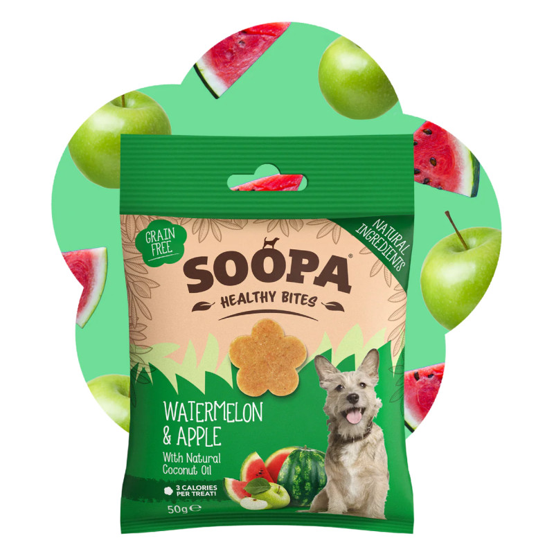 Dabiski arbūzu un ābolu našķi suņiem, SOOPA