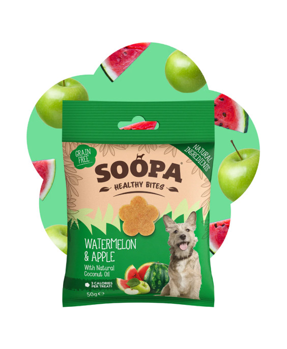 Dabiski arbūzu un ābolu našķi suņiem, SOOPA
