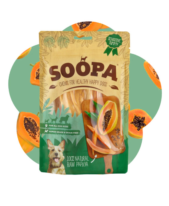 Dabīgi papaijas košļājamie grauzdiņi suņiem, SOOPA
