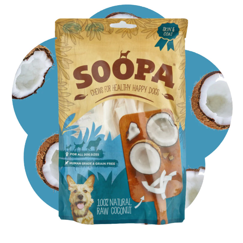 Dabīgi kokosriekstu košļājamie grauzdiņi suņiem, SOOPA