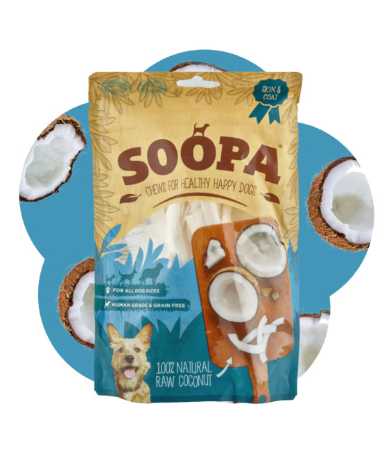 Dabīgi kokosriekstu košļājamie grauzdiņi suņiem, SOOPA