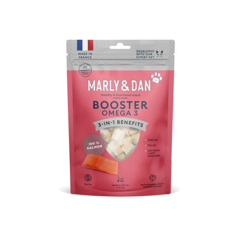 Marly & Dan liofilizēti laša gardumi kaķiem Omega-3 pastiprinātājs 3in1, 40g