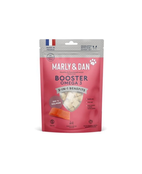 Marly & Dan liofilizēti laša gardumi kaķiem Omega-3 pastiprinātājs 3in1, 40g