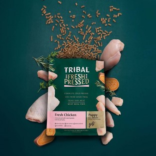 Auksti presēta vistas gaļas barība kucēniem "Fresh Pressed Chicken - PUPPY", TRIBAL
