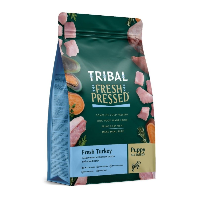 Barība kucēniem, auksti spiesta tītara "Fresh Pressed Turkey - PUPPY", TRIBAL