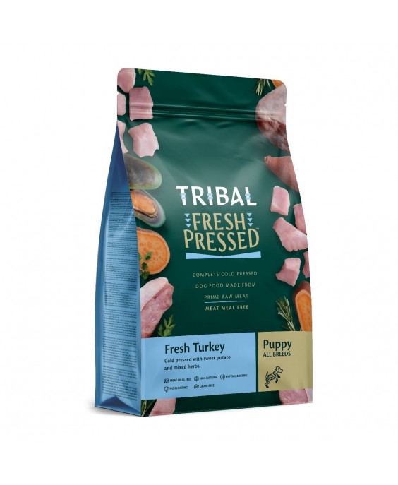 Barība kucēniem, auksti spiesta tītara "Fresh Pressed Turkey - PUPPY", TRIBAL