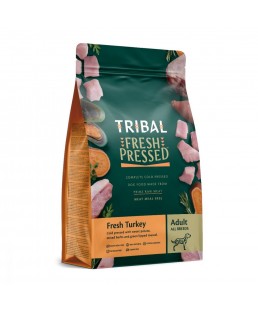 Suņu barība, auksti spiests tītars "Fresh Pressed Turkey - ADULT", TRIBAL