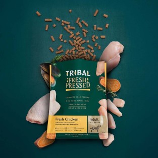 Suņu barība, auksti presēta vistas gaļa "Fresh Pressed Chicken - ADULT", TRIBAL