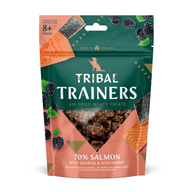 Laša un kazenes našķi suņu apmācībai "Salmon & Blackberry", TRIBAL, 80g