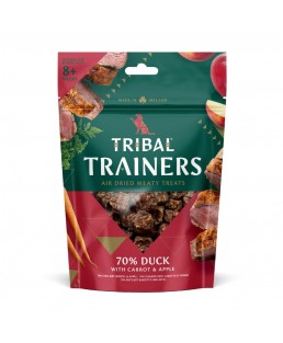 Pīles, burkāni un ābolu našķi suņiem "Duck, Carrot & Apple", TRIBAL, 80g