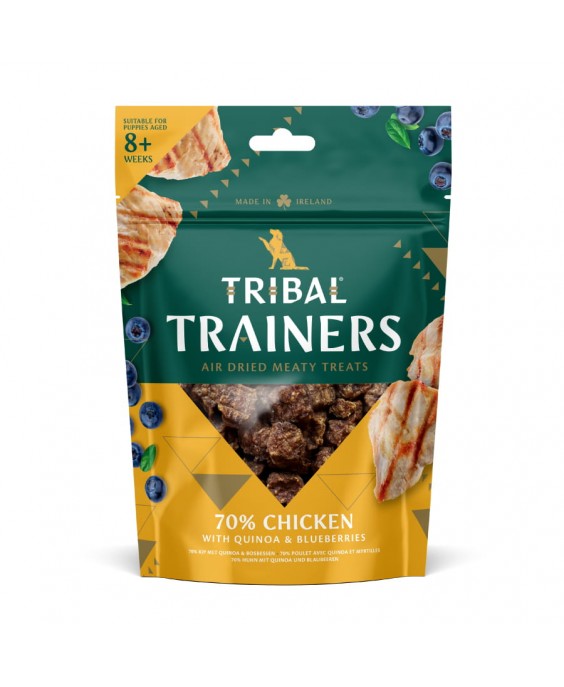 Vistas un melleņu našķi suņu apmācībai "Chicken & Blueberry", TRIBAL, 80g